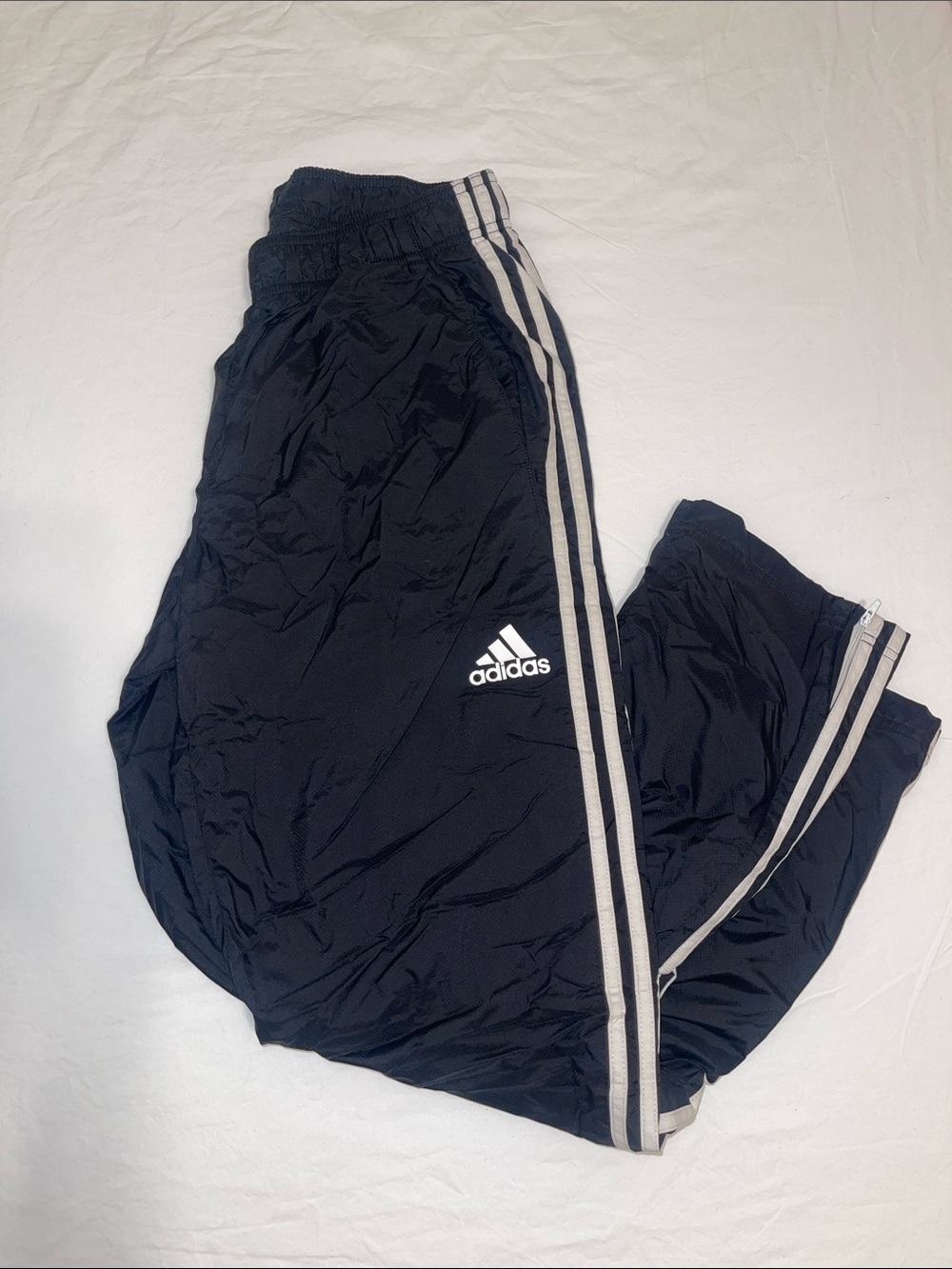 adidas Black Track Pants with White Side Stripes